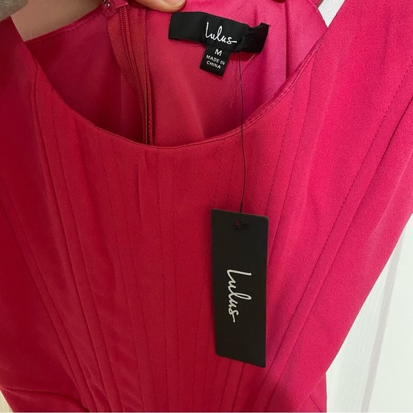 Lulus NWT Flirtatious Sensation Hot Pink Corset Bodycon Mini Dress Size Small - Picture 8 of 11